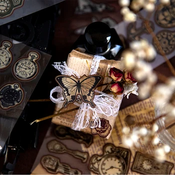 Наклейки для ДОМАШНИХ ЖИВОТНЫХ на 3 листа художественные ретро Материалы Бабочка Навигационные часы основа для коллажей декоративный Скрапбукинг 4 модели