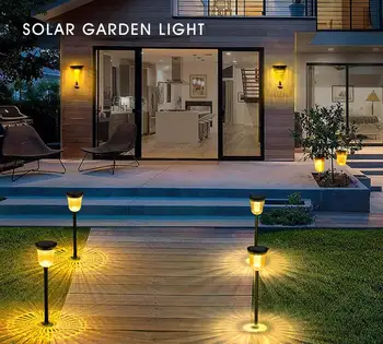 Наружное водонепроницаемое Яркое светодиодное освещение на солнечных батареях, современное многофункциональное украшение, садовый светильник, ландшафтный светильник для газона