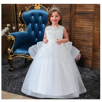 Новое платье с тюлевым кружевом и цветочным принтом для девочек 2023 года, Бал Принцессы, Конкурс красоты, Первое причастие, Детский сюрприз, подарок на День рождения