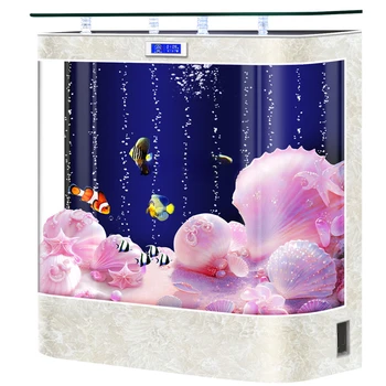 Новый аквариум для рыб в гостиной на малом и среднем этаже с ленивым обратным контуром-фильтром Аквариум с рыбным шаром