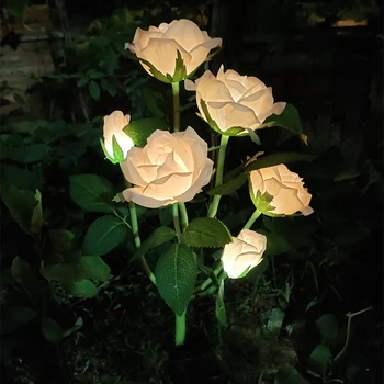 Новый светодиодный светильник с 6 головками цвета шампанского и розы, имитирующий Садовый пол, Наружное Солнечное украшение сада, освещение внутреннего двора