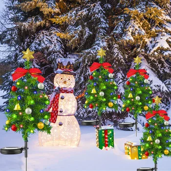 Новый Солнечный светильник для Рождественской елки, уличные водонепроницаемые огни для рождественской елки, ночные огни для сада, газона, Ландшафтная лампа, напольный светильник
