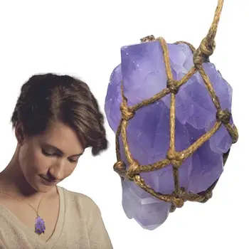 Ожерелье с подвеской из натурального камня Ожерелье из аметиста ручной работы Исцеляющий Кварц Фиолетовый Кристалл Кулон с драгоценным камнем Ювелирный подарок