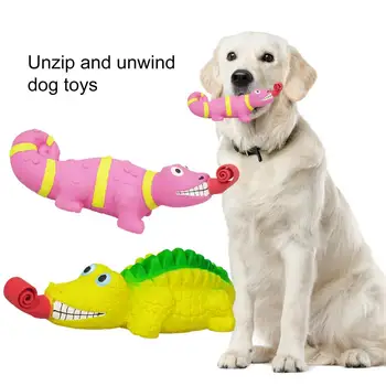 Писклявая Интерактивная игрушка для собак В форме ящерицы / крокодила, снимающая стресс, Чистящая зубы, Мягкая Эластичная Забавная игрушка для выдавливания голоса
