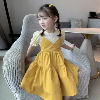 Платье принцессы для маленьких девочек 2023, Модное Новое Высококачественное платье для девочек, Летняя Повседневная Хлопковая детская одежда для вечеринки