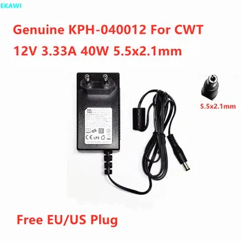 Подлинный CWT KPH-040012 12V 3.33A 40W 5.5x2.1mm Адаптер Переменного Тока Для Источника Питания Зарядное Устройство EU US Plug
