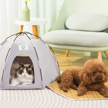 Портативная палатка для домашних собак и кошек, легкий вигвам для отдыха домашних животных на открытом воздухе, принадлежности для отдыха на природе, многоцветная влагостойкая палатка для домашних животных KXRE