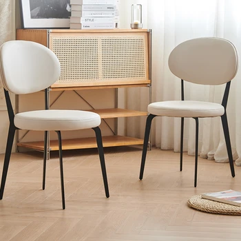 Расслабляющие обеденные стулья в кремовом стиле, Скандинавский дизайн для дома, Роскошный обеденный стул с минималистичной спинкой, Muebles Мебель для дома WZ50DC