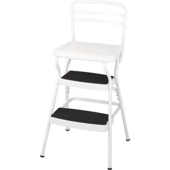 Ретро-стул COSCO Stylaire + подножка с откидывающимся сиденьем (белый, в одной упаковке)