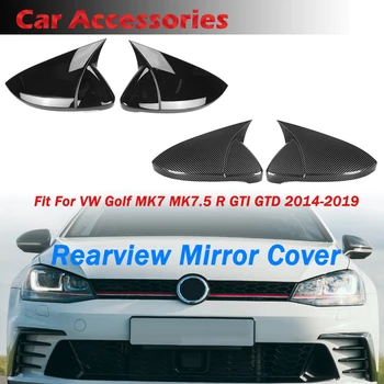 Рифмующаяся Крышка Зеркала Заднего Вида В стиле Бычьего Рога, Подходящая Для VW Golf MK7 MK7.5 R GTI GTD 14-19 Автомобильные Аксессуары