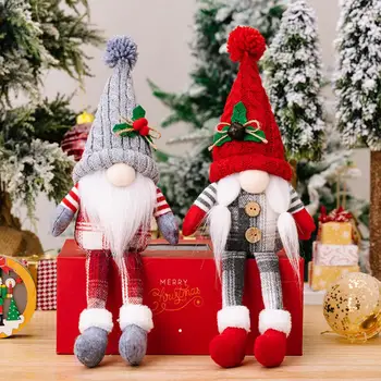 Рождественская кукла, красочное вязаное украшение для куклы Рудольфа На Рождество, Новогодние украшения для вечеринки, Рождественская плюшевая игрушка