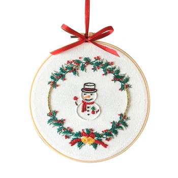 Рождественский набор для вышивания с узорами и инструкциями Наборы для вышивания своими руками для начинающих любителей рукоделия, сделай сам для взрослых и детей