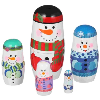 Рождественский снеговик, русские матрешки, 5 слоев, Игрушки для укладки кукол на Рождество, новогодние подарки