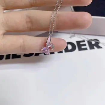 Розовое ожерелье с маленьким кроликом, маленькое и популярное, высококачественная и милая цепочка-ошейник, новый подарок для лучшего друга и подруги