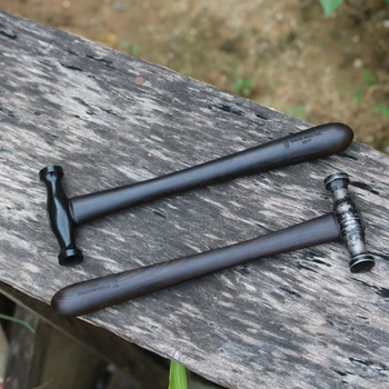 Ручной массажный EDC Маленький стальной молоток Портативная стальная ручка молотка из эбенового дерева для самообороны