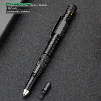 Светодиодная тактическая ручка, новая защитная вольфрамовая авторучка, устройство против волка, инструмент для самообороны на открытом воздухе, Ручка для выживания, ручка для разбитого окна