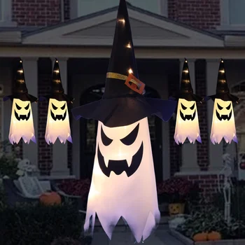 Светодиодное украшение на Хэллоуин Мигающий Свет Gypsophila Ghost Festival Dress Up Светящийся Волшебник в Шляпе-Призраке, Декор лампы, Подвесной Фонарь