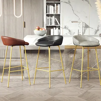 Скандинавские Роскошные кожаные барные стулья, домашний современный высокий стул, Барные стулья для отдыха, кухонная мебель, обеденный стул для гостиной, B