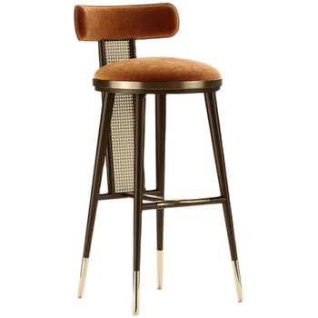 Современный деревянный барный стул из ротанга, Кухонный высокий стол, простой креативный дизайн бархатной легкой спинки, Мебель для дома Cadeira GPF55YH