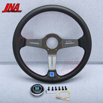 Спортивное рулевое колесо JDM из перфорированной кожи, карбоновое рулевое колесо для ралли и дрифта PC-ST17