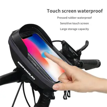 Сумка для горного велосипеда Передняя сумка для руля Непромокаемый 6,8-дюймовый Чехол для мобильного телефона Сумка для верхней трубки велосипеда Аксессуары для велоспорта