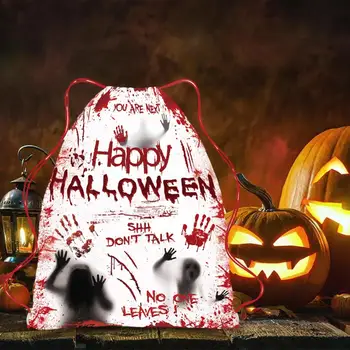 Сумка на тему Хэллоуина, жуткий рюкзак на шнурке для Хэллоуина, забавный подарочный пакет с конфетами на тему тыквы-призрака для детских вечеринок