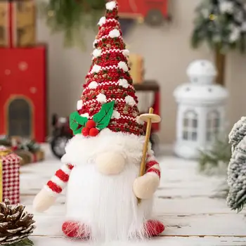 Украшение для рождественской вечеринки в виде гнома Очаровательный светящийся Рудольф Гном, Вязаная рождественская фигурка в американском стиле Кантри, Принадлежности для украшения