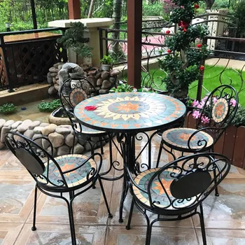 Уличная мебель из европейского железа балкон бар на балконе во внутреннем дворе сад для отдыха мозаичная комбинация стола и стула