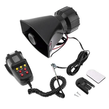 Универсальная звуковая сигнализация для мотоцикла, 7-тональный звуковой сигнал полицейской сирены мощностью 12 В 100 Вт, громкоговоритель (черный)