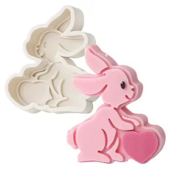Форма из смолы с кроликом, форма для мыла с милым кроликом, силиконовая форма для кролика на Пасху, форма для украшения торта с помадкой, формы для кролика для выпечки