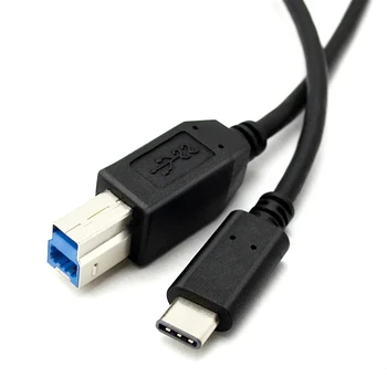 Черный кабель USB-принтера длиной 1 М от 3.0 USB C до B Со скоростью передачи данных 5 Гбит/с Поддержка OTG Phone Print