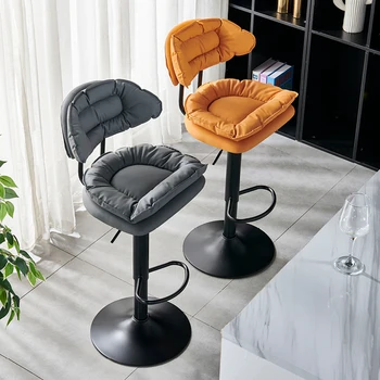 Черный кожаный барный стул с поворотной регулировкой Роскошные дизайнерские барные стулья Современные минималистичные Табуреты Altos Эстетический Декор комнаты