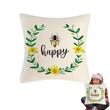 Чехол для подушки на День пчелы, Льняная милая наволочка, домашний декоративный диван, наволочка для животных Happy Day Sweet Honey