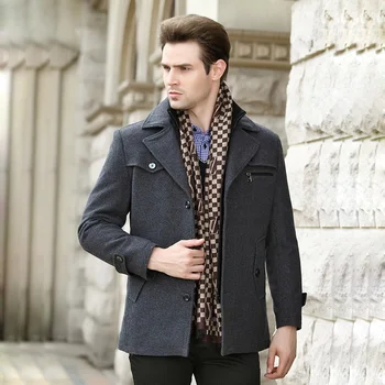Шерстяное зимнее пальто для мужчин, хлопковая утепленная шерстяная куртка, мужские высококачественные топы, ветрозащитный теплый тренч, s Пальто