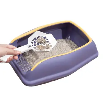 Ящик для кошачьего туалета Полузакрытый ящик для мусора с высокими бортами Безопасный Ящик для мусора без запаха Съемный дорожный лоток для мусора, легко моющийся